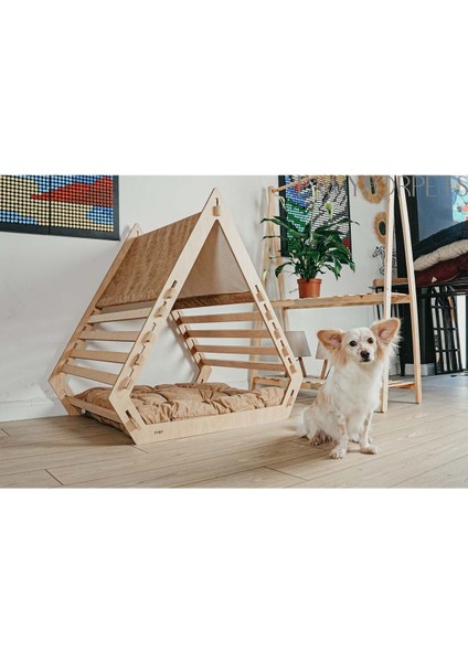 Luxury Köpek ve Kedi Evi - Ahşap - Piramit 1 Adet