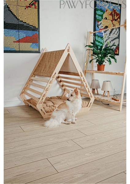 Luxury Köpek ve Kedi Evi - Ahşap - Piramit 1 Adet