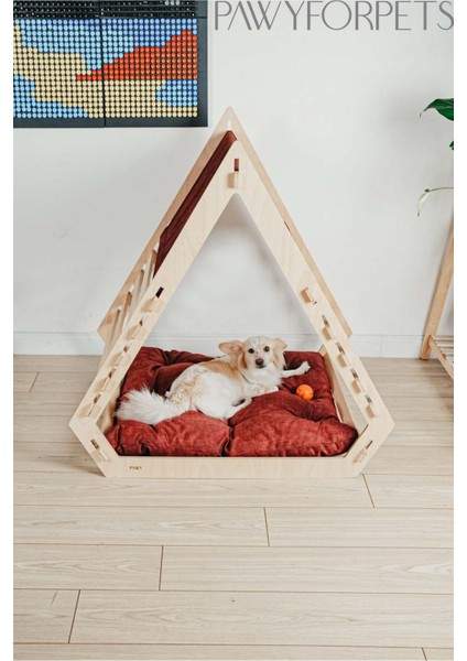 Luxury Köpek ve Kedi Evi - Ahşap - Piramit 1 Adet