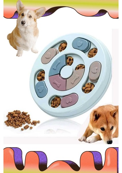 Luxury Köpek Oyuncağı Mama Bulmaca Yavaş Besleyici Köpek Gıda Dağıtıcı Yavaş Yeme Mavi 1 Adet