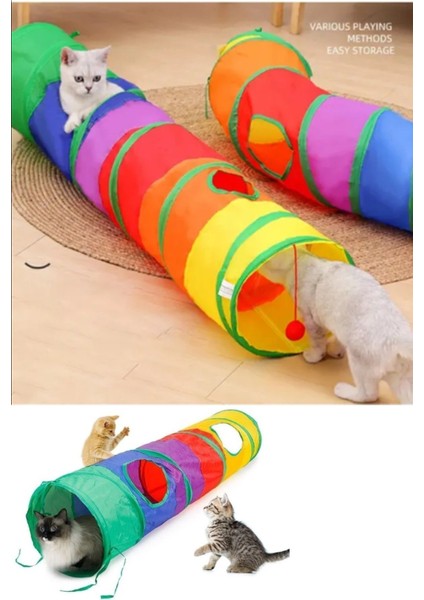 Luxury Düz Kedi Tüneli Katlanır Gökkuşağı Uzun Düz Kedi Köpek Oyun Tüneli Evcil Hayvan Oyun Tüneli 1 Adet