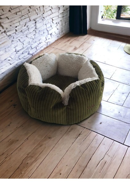 Luxury Papatya Yeşil Kedi Köpek Yatağı 1 Adet