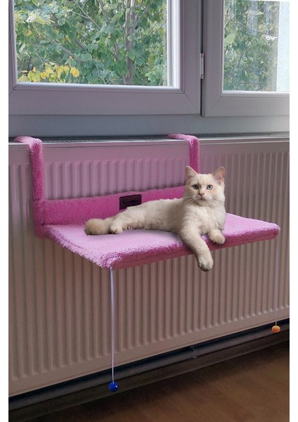 Luxury Kedi Radyatör Yatağı Pembe Kalorifer Petek Üstü Askılı Polar Peluş Kedi Hamak 1 Adet