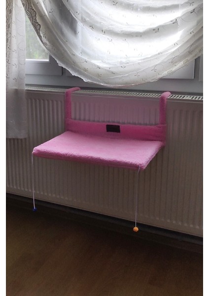 Luxury Kedi Radyatör Yatağı Pembe Kalorifer Petek Üstü Askılı Polar Peluş Kedi Hamak 1 Adet