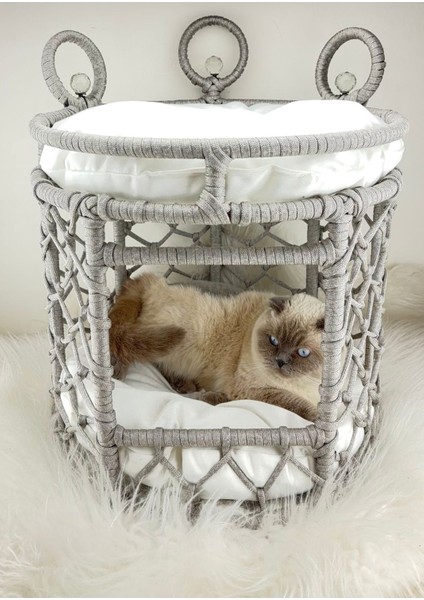 Luxury Kristal Taşlı Iki Katlı Kedi Yatağı 1 Adet
