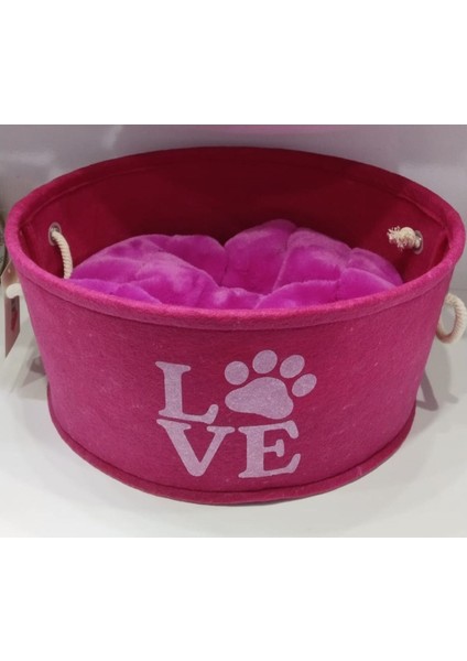 Luxury Keçe Kedi Köpek Yatak Love Pembe 18 cm Yukseklik - 63 cm Genişlik 1 Adet