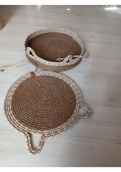 Luxury El Yapımı Doğal Hasır ve Halat Kedi Yatağı – Şık ve Konforlu Tasarım 1 Adet
