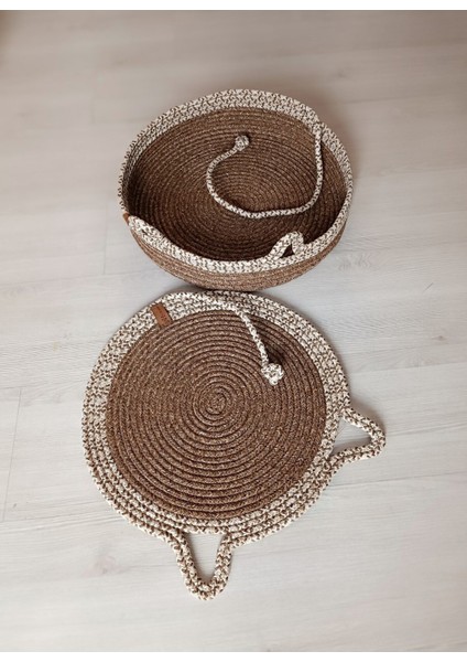 Luxury El Yapımı Doğal Hasır ve Halat Kedi Yatağı – Şık ve Konforlu Tasarım 1 Adet
