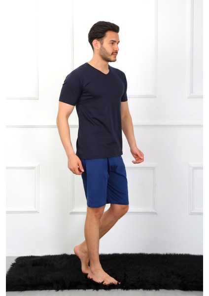 Erkek Penye 3'lü Lacivert V Yaka Pijama Takımı 6822 fırsatları