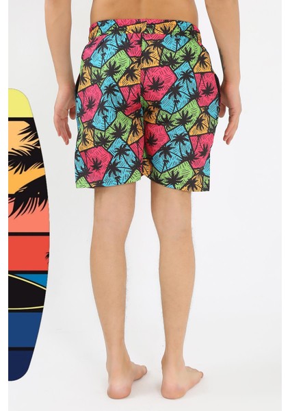 Erkek Desenli Fermuar Cepli Deniz Şortu Siyah 27526 fırsatları