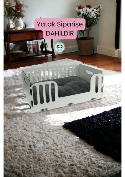 Kedi Yatağı Ahşap Beyaz Renk Model 5