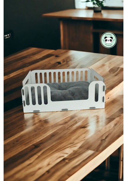 Kedi Yatağı Ahşap Beyaz Renk Model 5