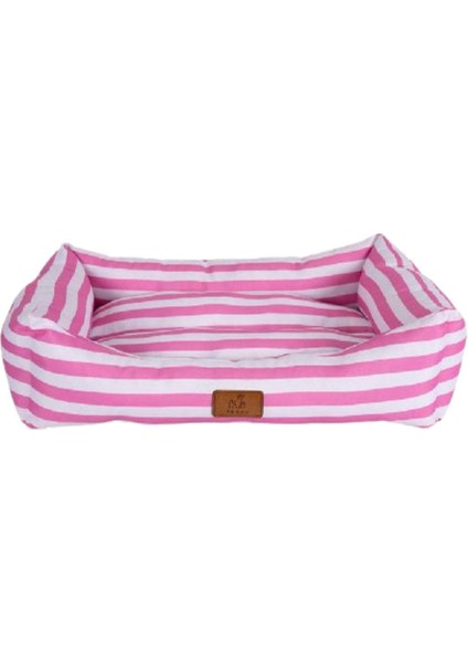 Luxury Peggy Daisy Makaron Çizgili Köpek Yatağı 80X60X20C (Pembe) [l] 1 Adet