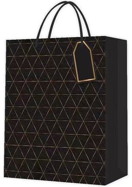 Siyah Desenli Büyük Boy Karton Çanta