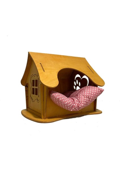 Luxury %100 Doğal Ahşap Patara Kedi Evi 1 Adet