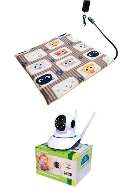 Luxury Evcil Hayvan Izleme Güvenlik Kamerası ve Isıtıcılı Kedi Köpek Minderi Set 45CMX45CMX5CM 1 Adet