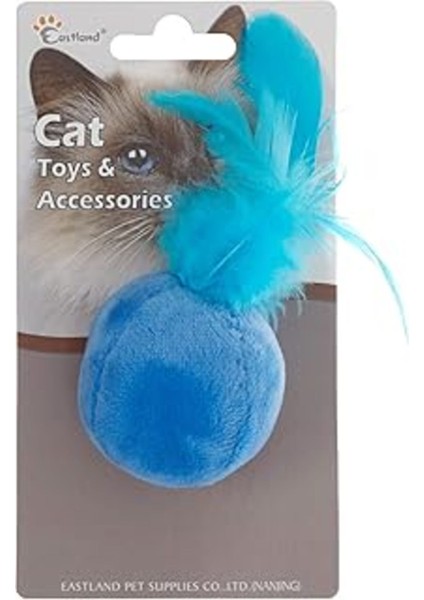 Luxury Beeztees Eastland 551157 Kedi Otlu Tüylü Top Oyuncak, 4.5 Cm, Karışık Renkli 1 Adet
