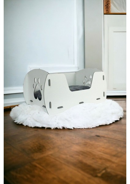 Luxury Kedi Yatağı Ahşap Beyaz Renk Model 6 1 Adet