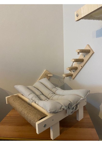 Luxury Büyük Boy Kedi Yatağı ve Tırmalama Çubuğu Hazır Kurulu 1 Adet
