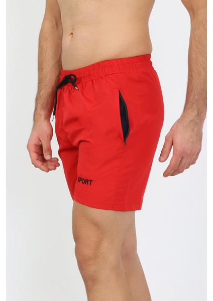 Erkek Fermuar Cepli Deniz Şortu Kırmızı 27485 fırsatları
