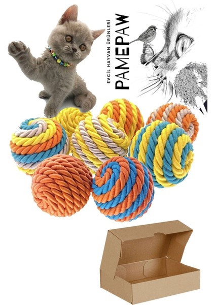 Luxury 5'li Set: Ip Sarma Topu +Renkli Top+ Kedi Oyun Topu Tüylü + Kedi Oltası + Kedi Çıngıraklı Top 1 Adet indirimleri