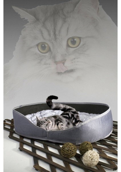Luxury Suzi Kedi Köpek Yatağı Gri Evcil Hayvan Kedi Minderi Kedi Yuvası Evi Kulübesi 1 Adet
