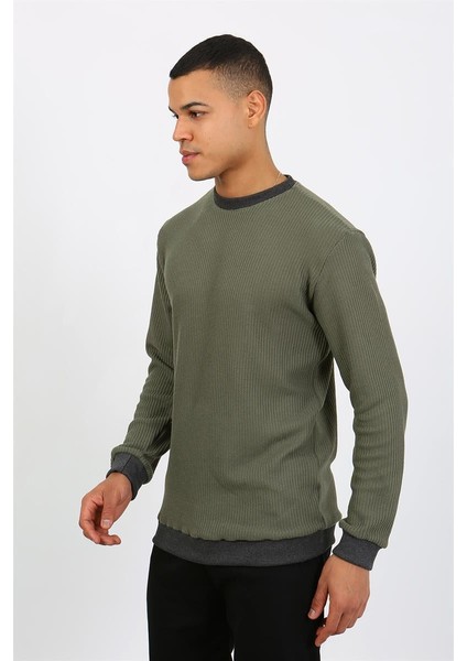 Erkek Uzun Kol Manşetli Paça Penye Pijama Takımı 6870 Haki fiyatları