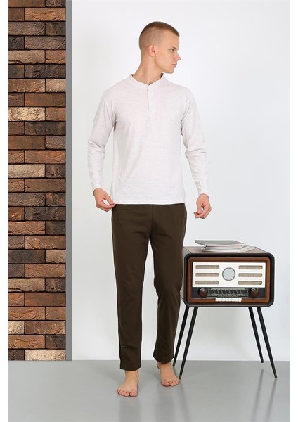 Erkek Penye Uzun Kol Pijama Takımı 6860 Ekru fırsatları