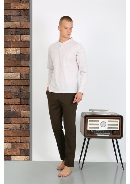 Erkek Penye Uzun Kol Pijama Takımı 6860 Ekru indirimleri