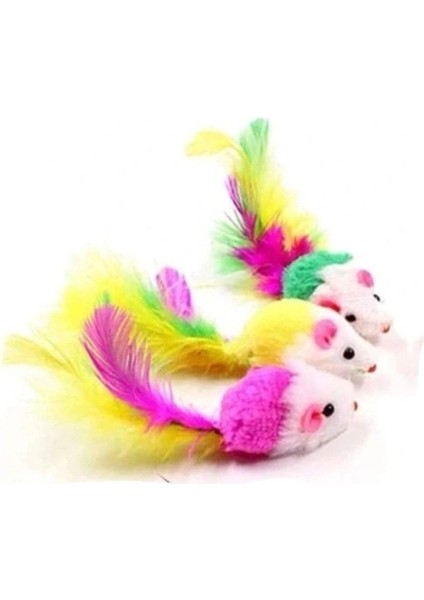 Luxury Kedi Oyuncağı Tüylü Çakıl Sesli Fare (3 Adet) 7cm 1 Adet