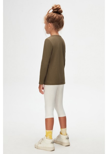 Kamuflaj Yeşil Basic Unisex Çocuk Mevsimlik Sıfır Yaka Uzun Kollu Tişört fırsatları