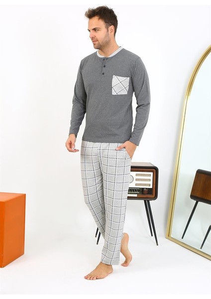 Erkek Uzun Kol Penye Antrasit Pijama Takımı 6861 fırsatları