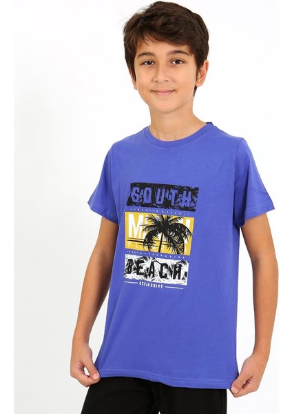 Modaserdem Erkek Çocuk Kısa Kol Penye Pijama Takım 20758 Saks