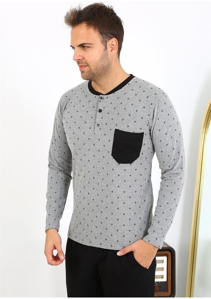 Erkek Uzun Kol Penye Füme Pijama Takımı 6861 indirimleri