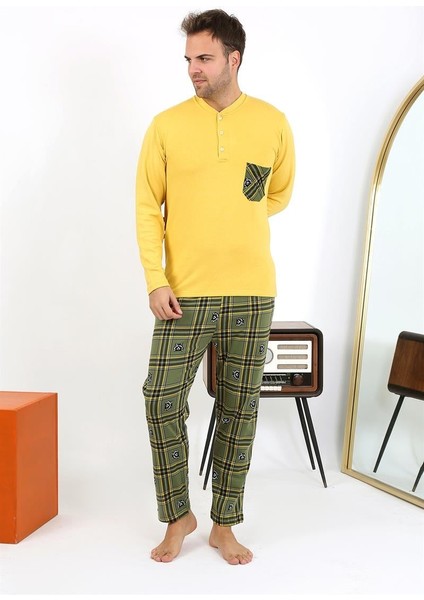 Erkek Uzun Kol Penye Sarı Pijama Takımı 6861 fiyatları