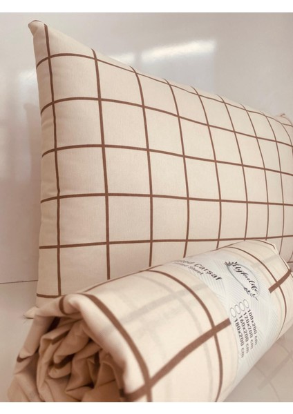 Uykulife Kahve Ekose Tek Kişilik Lastikli Çarşaf Seti 100x200 fiyatları