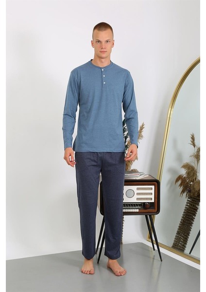 Erkek Penye Uzun Kol Pijama Takımı 6860 Indigo fiyatları