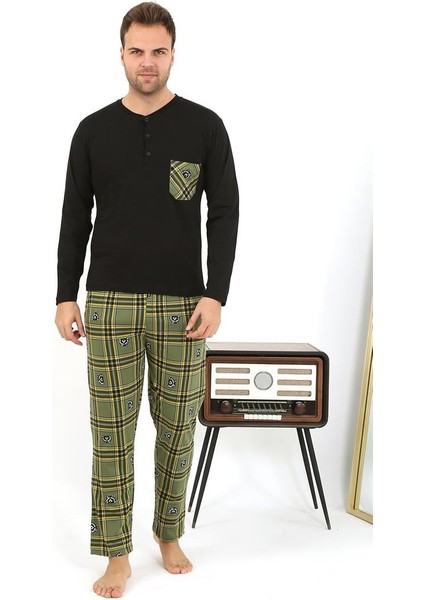 Erkek Uzun Kol Penye Siyah Pijama Takımı 6861 modelleri