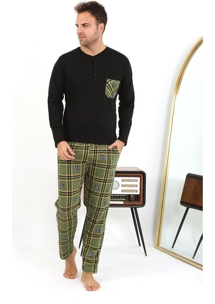 Erkek Uzun Kol Penye Siyah Pijama Takımı 6861 indirimleri