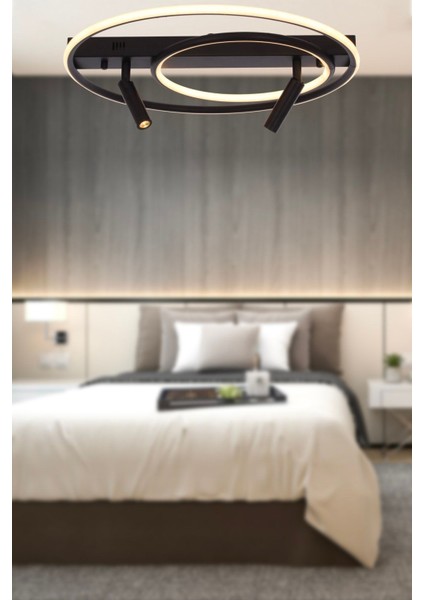 Steve Mat Siyah Boyalı 50 Watt 300K Spot Salon Mutfak Genç Odası Ledli Avize