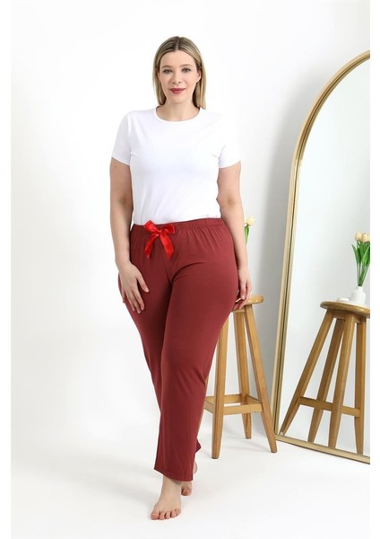 Modaserdem Kadın Pamuklu Büyük Beden Alt Pijama 27559 Yavruağzı