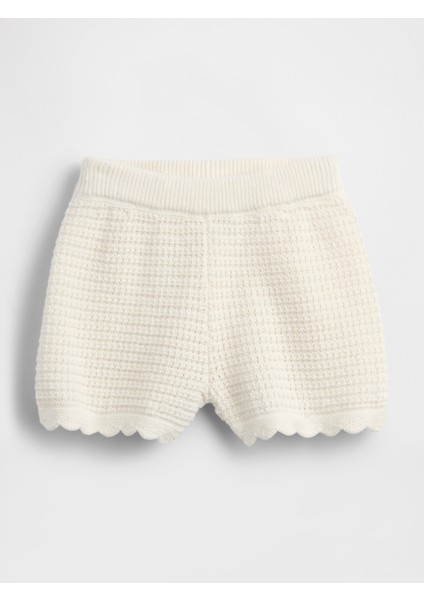 Kız Bebek Kırık Beyaz Kroşe Örgü Şort
