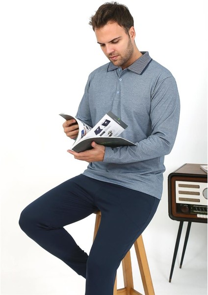 Modaserdem Erkek Polo Yaka Uzun Kol Penye Pijama Takımı Gri 6865 fiyatları