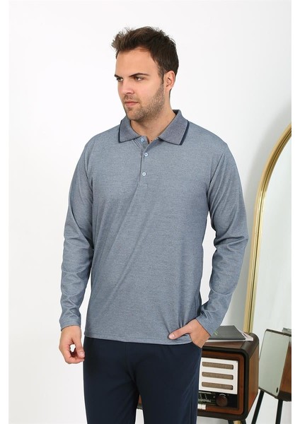 Modaserdem Erkek Polo Yaka Uzun Kol Penye Pijama Takımı Gri 6865 indirimleri
