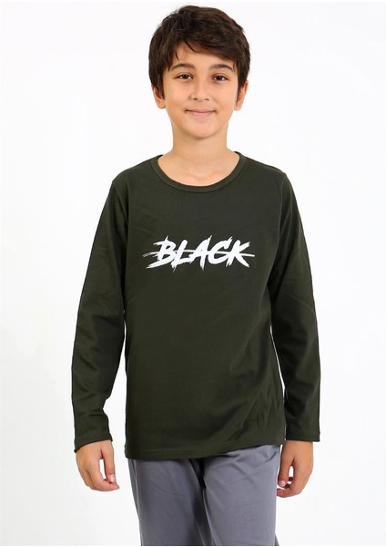 Modaserdem Erkek Çocuk Uzun Kol Penye Pijama Takım 20437 Haki modelleri