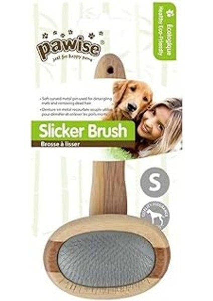 Luxury Pawise Ahşap Tutma Saplı Oval Kedi ve Köpek Tarama Fırçası Small 1 Adet