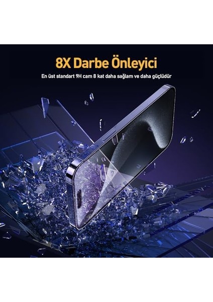 Apple iPhone 15 Serisi ile Uyumlu 5d Easyfit 2 Adet Kolay Uygulama Aparatlı Ekran Koruyucu Temperli Cam, Apple iPhone 15 Pro, Şeffaf