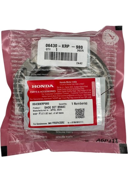 Honda Cb 125 F Orjinal Arka Fren Balatası (2023-2025)