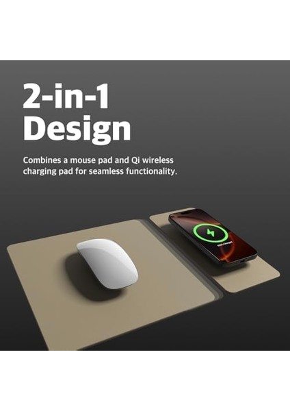 Hands3 Splıt Çıkarılabilir Fare Altlığı, 15 W, iPhone Xs Max/xr/x/xs/8/8 Plus/se2 2020, Samsung Galaxy S10/S9/S8 Plus Note 9/8, Airpods Pro/2 ve 1 (Krem Latte) Için