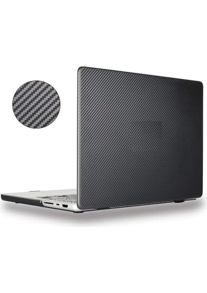 Macbook Air M1 Kılıf 13 Inç Karbon Fiber (Touchıd'li M1 Air) A2337 A2179 A1932 ile Uyumlu Siyah